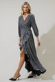 Marly Shimmer Abelia Hi Low Wrap Dress