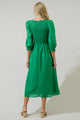 Zelda Smocked Long Sleeve Cotton Voile Midi Dress