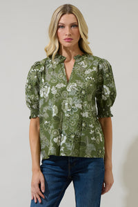 Hazleton Floral Reign Split Neck Top