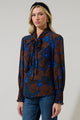 Lebanon Floral Etienne Tie Neck Long Sleeve Blouse