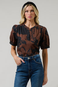 Somerton Floral Neli Split Neck Top