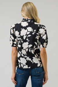 Mableton Floral Miraya Mock Neck Poplin Top