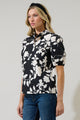 Mableton Floral Miraya Mock Neck Poplin Top