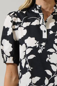 Mableton Floral Miraya Mock Neck Poplin Top