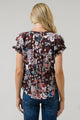 Journee Floral Jemma Ruffle Split Neck Top