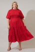 Tayla Bow Frazier Smocked Tiered Midi Dress Curve