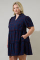 Holbrook Plaid Amelia Split Neck Babydoll Dress Curve