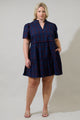 Holbrook Plaid Amelia Split Neck Babydoll Dress Curve