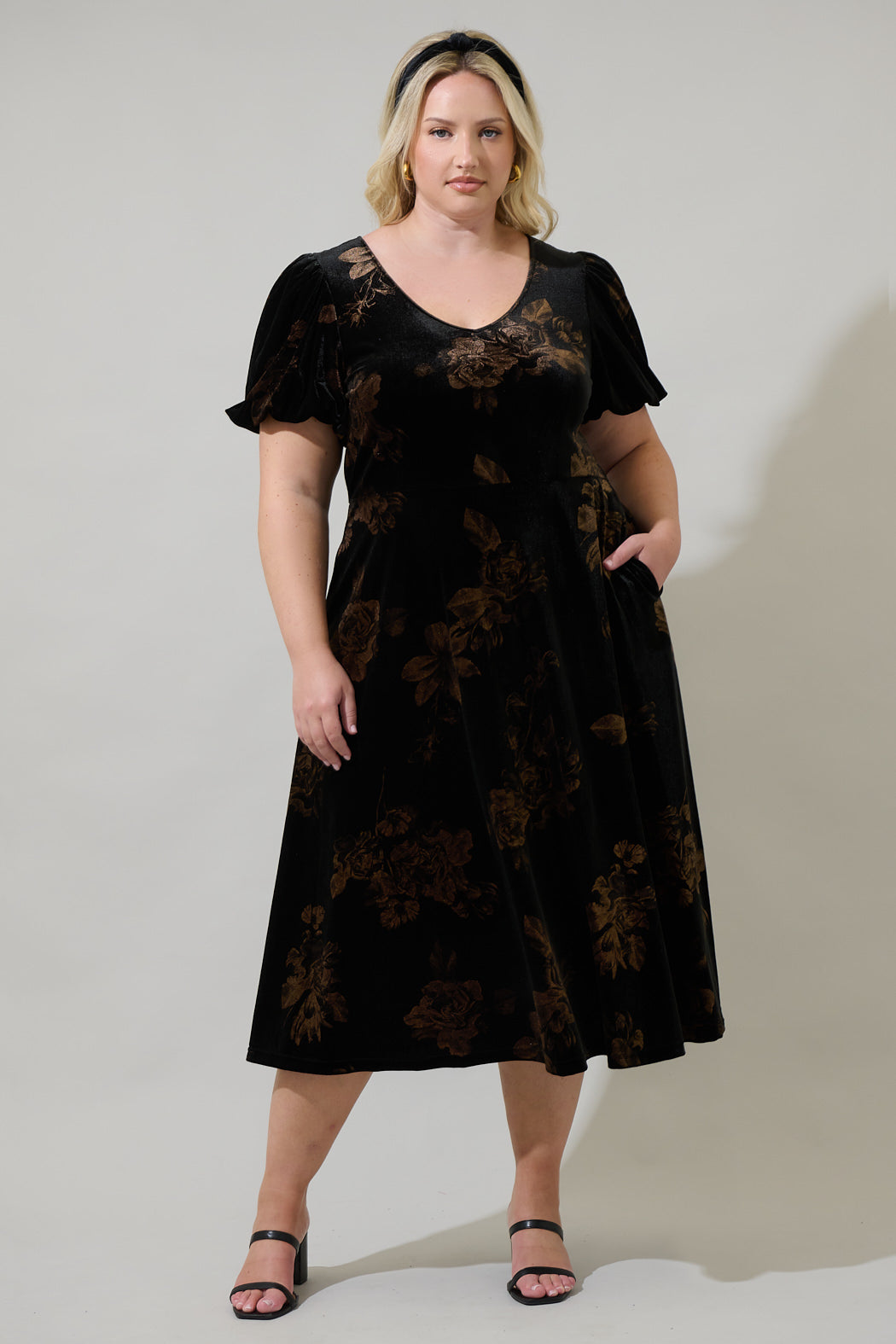 floral velvet midi dress Evening Muse Floral Velvet Burnout Midi Dress S / teal