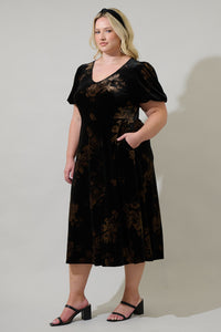 Ace Floral Abrina Velvet Midi Dress Curve