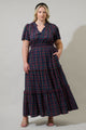 Miley Plaid Palmer Poplin Tiered Maxi Dress Curve