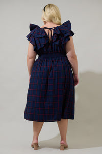 Holbrook Plaid Santana Tie Back Midi Dress Curve