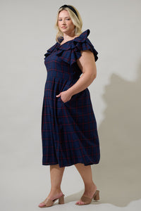 Holbrook Plaid Santana Tie Back Midi Dress Curve