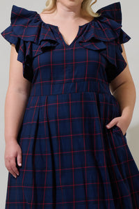 Holbrook Plaid Santana Tie Back Midi Dress Curve