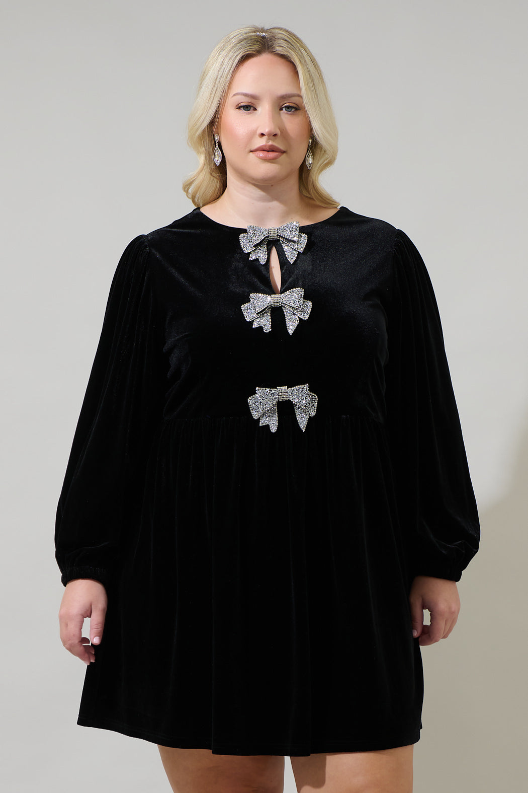 Glow Bow Velvet Dress Curve Glow Bow Velvet Dress Curve