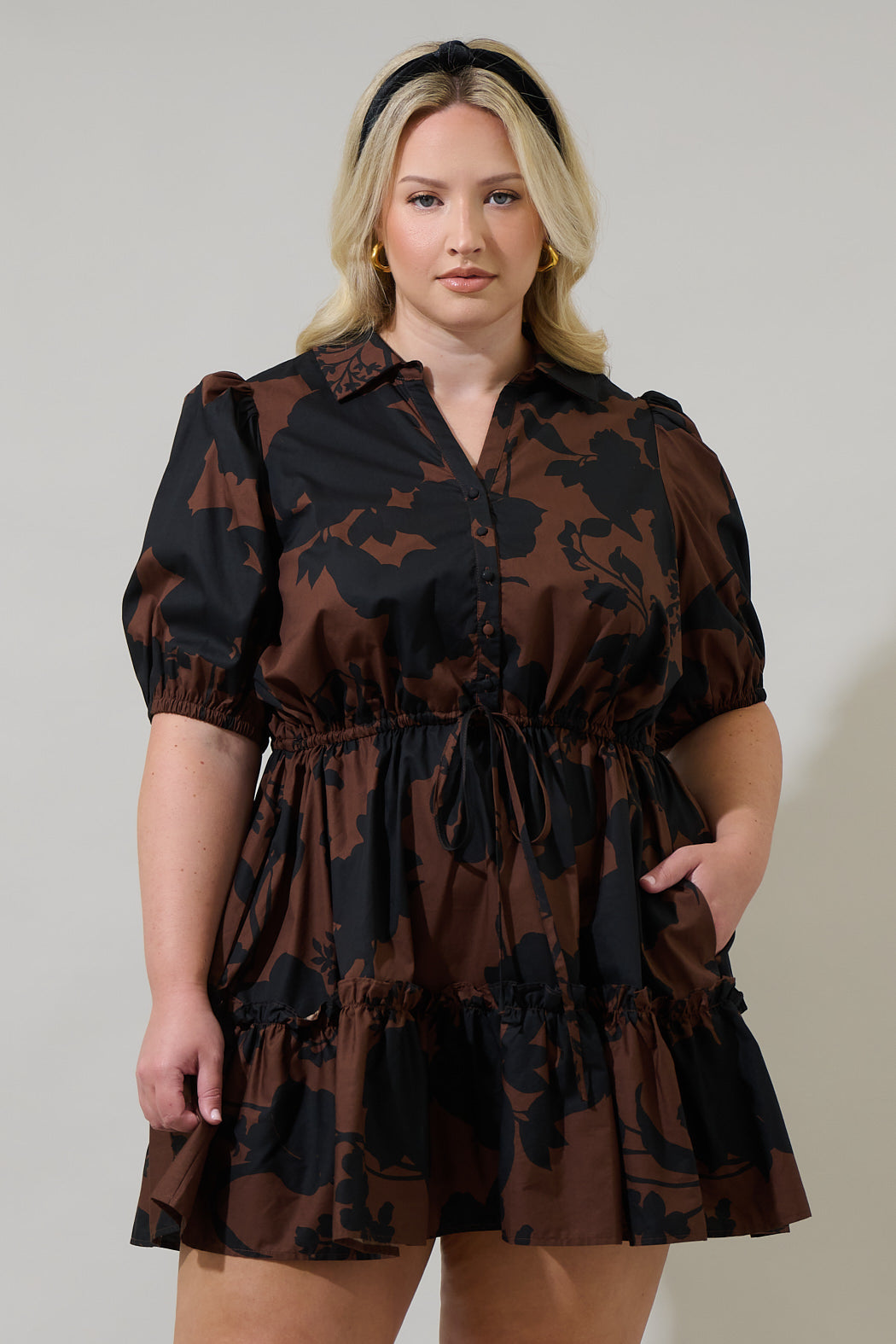 mini plus size floral dress Womens Plus Size Floral Lace Trim Mini Dress, Purple Ptn, Size 3X
