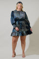 Kirby Geometric Sevilla Satin Ruffle Dress Curve