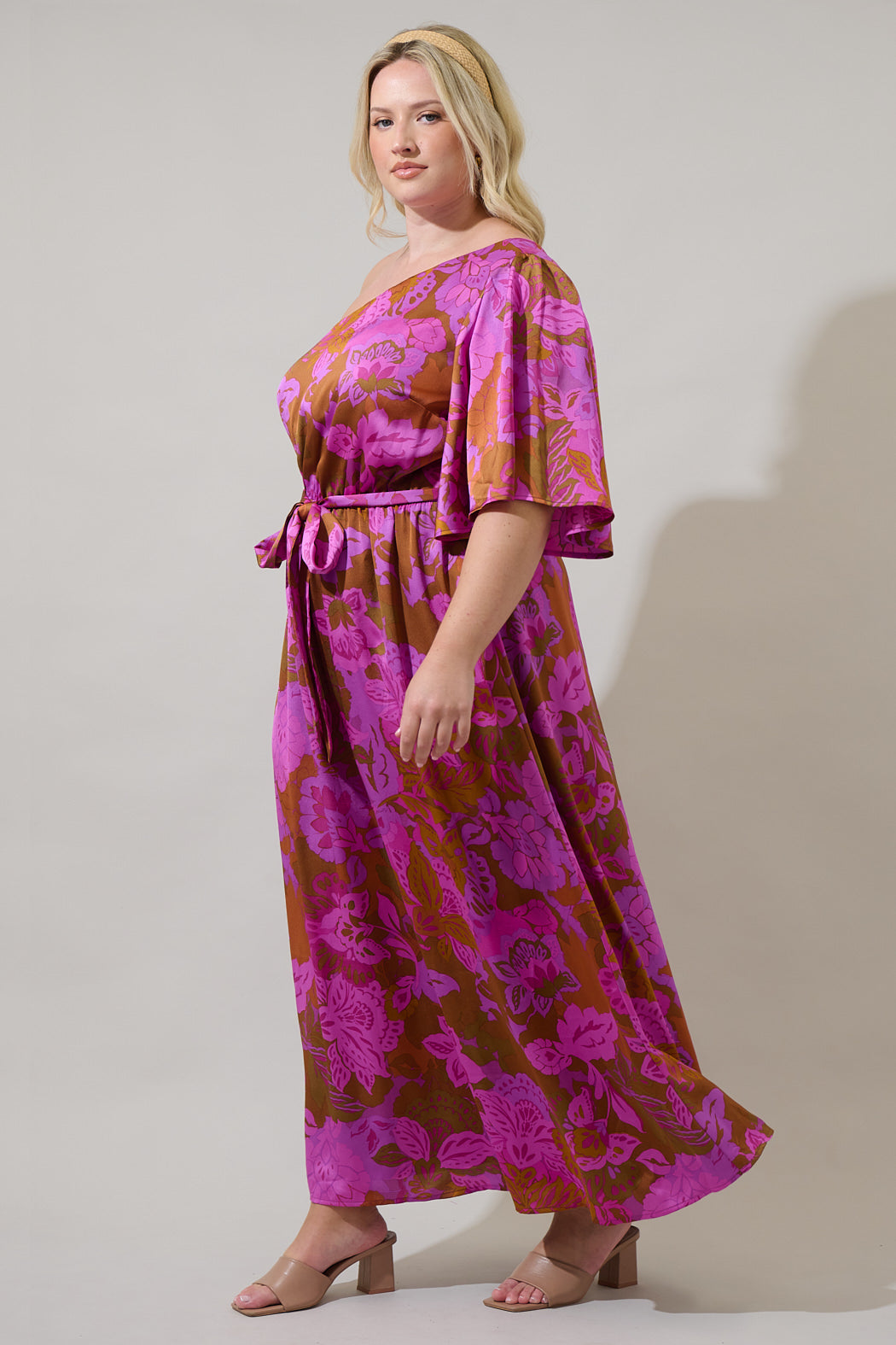 casual satin maxi dress Hannah Satin Maxi Dress in Mauve M / Mauve