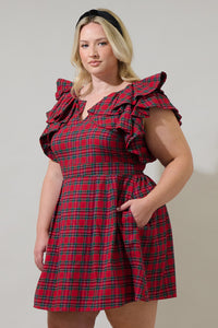 Arvada Plaid Wilma Ruffle Mini Dress Curve