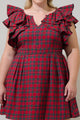 Arvada Plaid Wilma Ruffle Mini Dress Curve