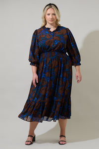 Lebanon Floral Irene Smocked Midi Dress Curve