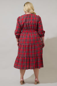 Boswell Tartan Plaid Yanis Button Up Midi Dress Curve