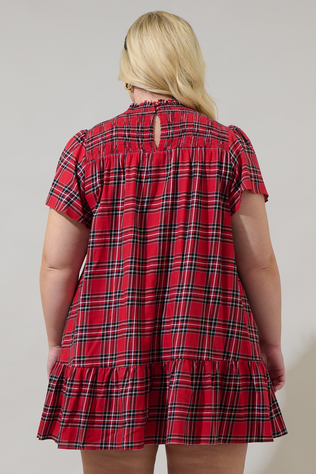 Boswell Tartan Plaid Yare Short Sleeve Mini Dress Curve Sugarlips Boswell Tartan Plaid Yare Short Sleeve Mini Dress Curve Sugarlips