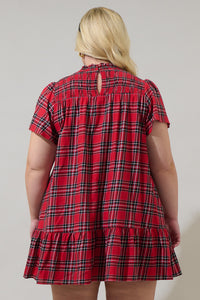 Boswell Tartan Plaid Yare Short Sleeve Mini Dress Curve