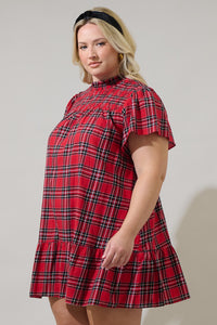 Boswell Tartan Plaid Yare Short Sleeve Mini Dress Curve