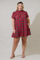 Boswell Tartan Plaid Yare Short Sleeve Mini Dress Curve