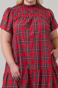 Boswell Tartan Plaid Yare Short Sleeve Mini Dress Curve