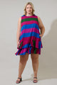 Saige Striped Una Shift Mini Dress Curve