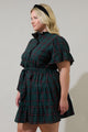 Brook Plaid Cottonwood Ruffle Button Down Mini Dress Curve