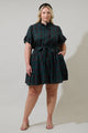 Brook Plaid Cottonwood Ruffle Button Down Mini Dress Curve