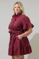 Arvada Plaid Cottonwood Ruffle Button Down Mini Dress Curve