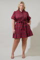 Arvada Plaid Cottonwood Ruffle Button Down Mini Dress Curve