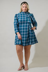 Buckley Plaid Padma Bow Mini Dress Curve