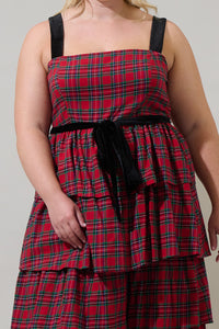 Arvada Plaid Mari Tiered Midi Dress Curve