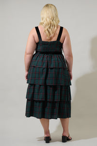 Brook Plaid Mari Tiered Midi Dress Curve