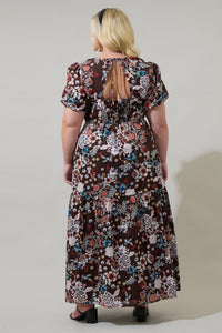 Journee Floral Morty Puff Sleeve Maxi Dress Curve