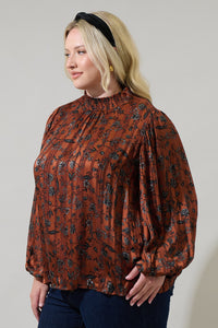 Leoben Floral Figaro Balloon Sleeve Blouse Curve