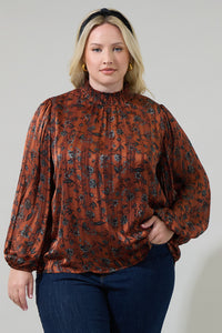 Leoben Floral Figaro Balloon Sleeve Blouse Curve