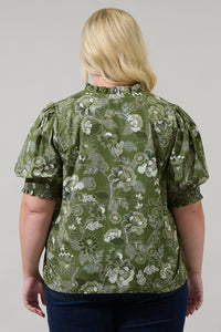 Hazleton Floral Reign Split Neck Top Curve