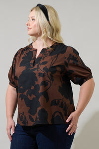 Somerton Floral Neli Split Neck Top Curve