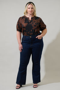 Somerton Floral Neli Split Neck Top Curve