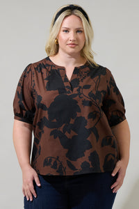 Somerton Floral Neli Split Neck Top Curve