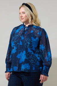 Bluford Floral Verona Split Neck Blouse Curve