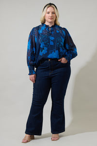 Bluford Floral Verona Split Neck Blouse Curve