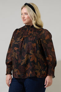 Larba Floral Sunnie Long Balloon Sleeve Top Curve