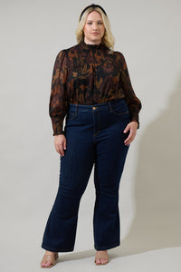 Larba Floral Sunnie Long Balloon Sleeve Top Curve